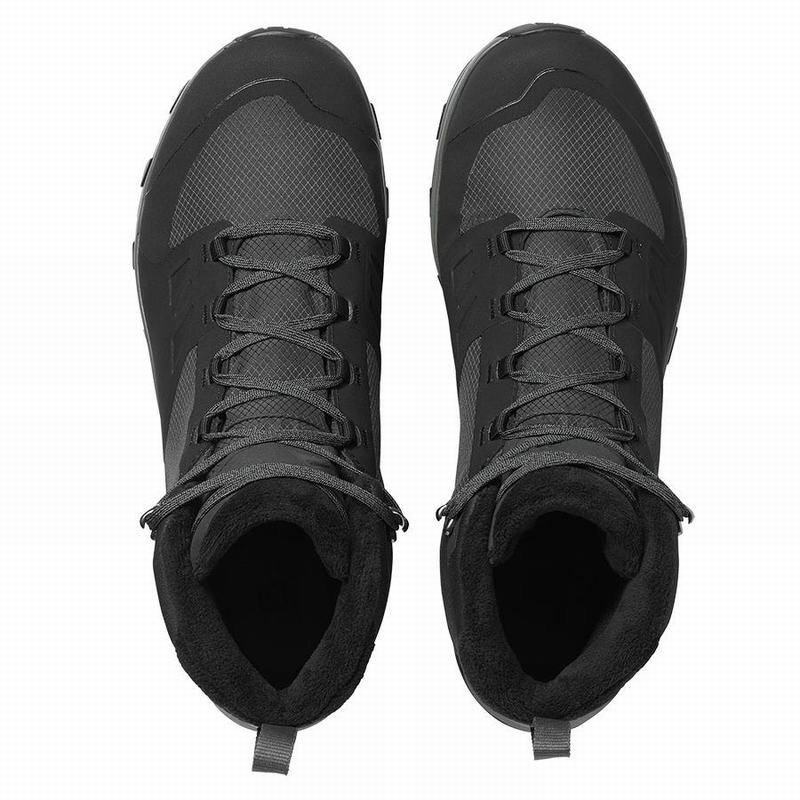 Men's Salomon OUTSNAP CLIMASALOMON WATERPROOF Winter Boots Black | RAHTUY-149