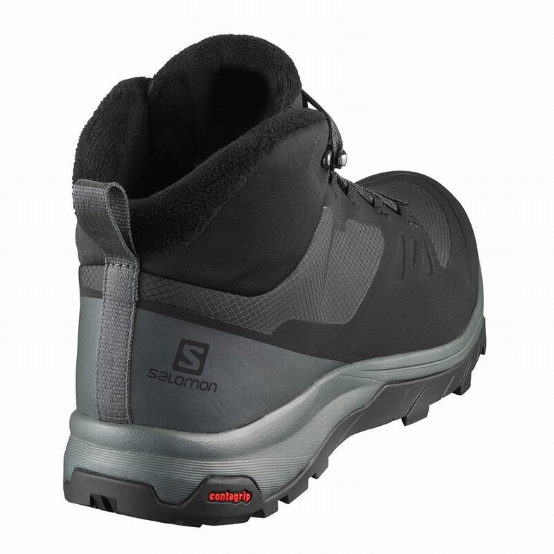 Men's Salomon OUTSNAP CLIMASALOMON WATERPROOF Winter Boots Black | RAHTUY-149