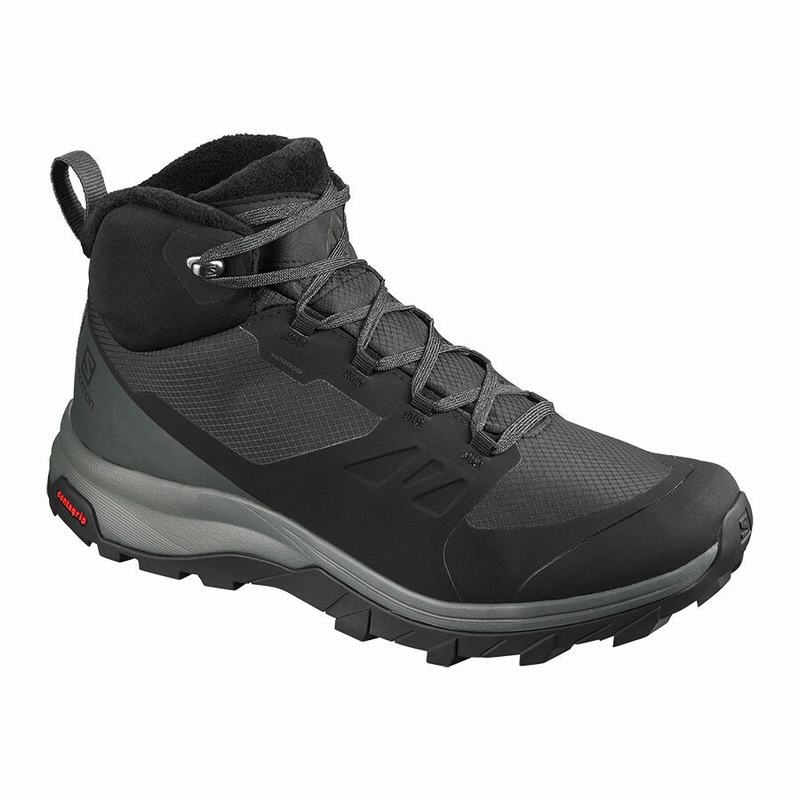 Men\'s Salomon OUTSNAP CLIMASALOMON WATERPROOF Winter Boots Black | RAHTUY-149