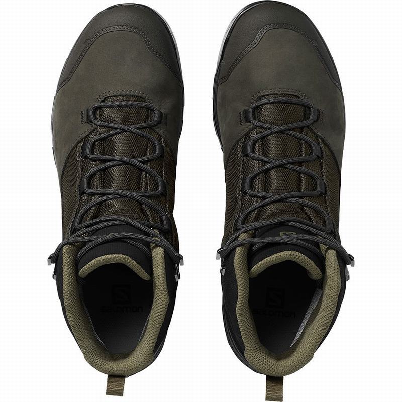 Men's Salomon OUTWARD GORE-TEX Hiking Boots Olive / Black | ZRGFUB-519