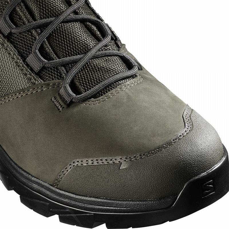 Men's Salomon OUTWARD GORE-TEX Hiking Boots Olive / Black | ZRGFUB-519