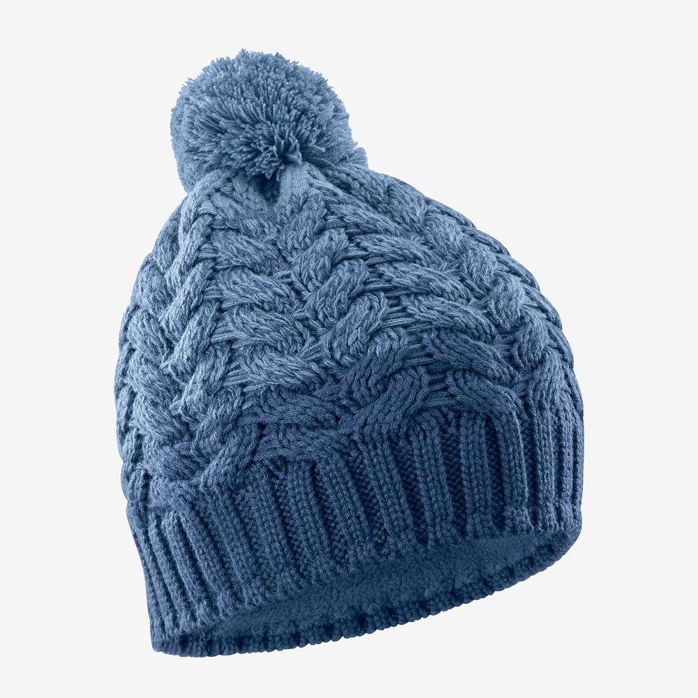 Men\'s Salomon POLY Beanie Blue | GYPFBA-260