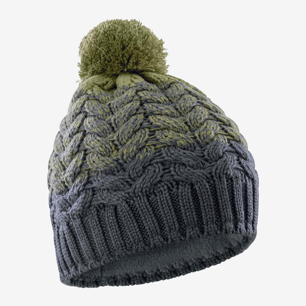 Men\'s Salomon POLY Beanie Green | SEBCZO-561