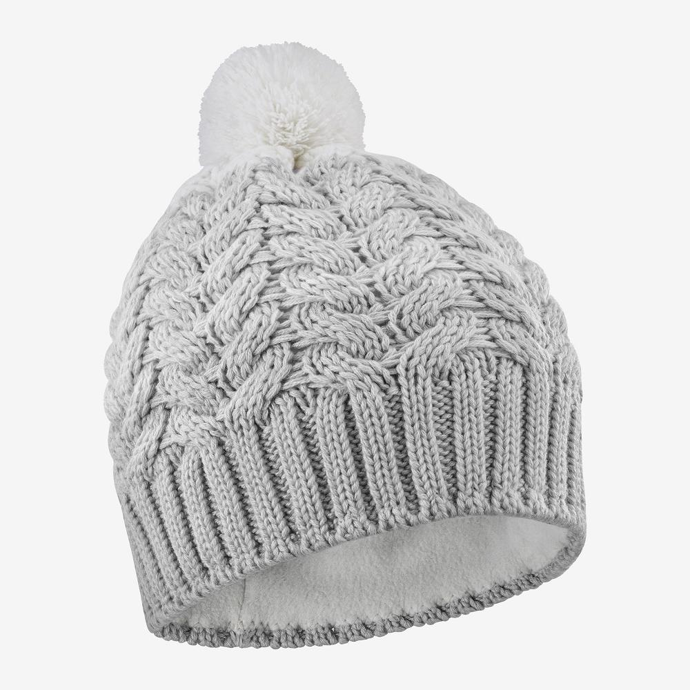 Men's Salomon POLY Beanie Grey | KUVEQY-840