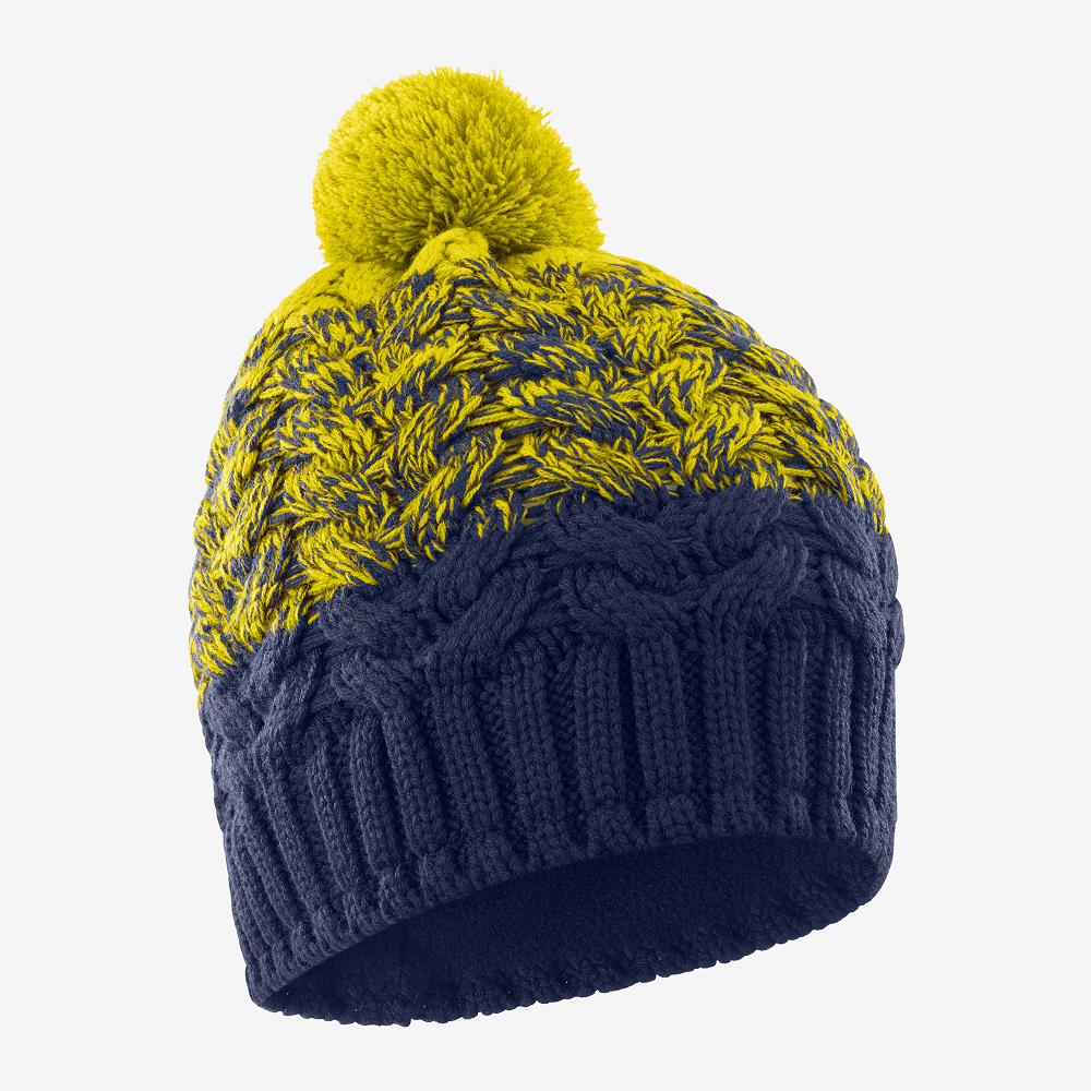 Men's Salomon POLY Beanie Navy | QKROEB-183