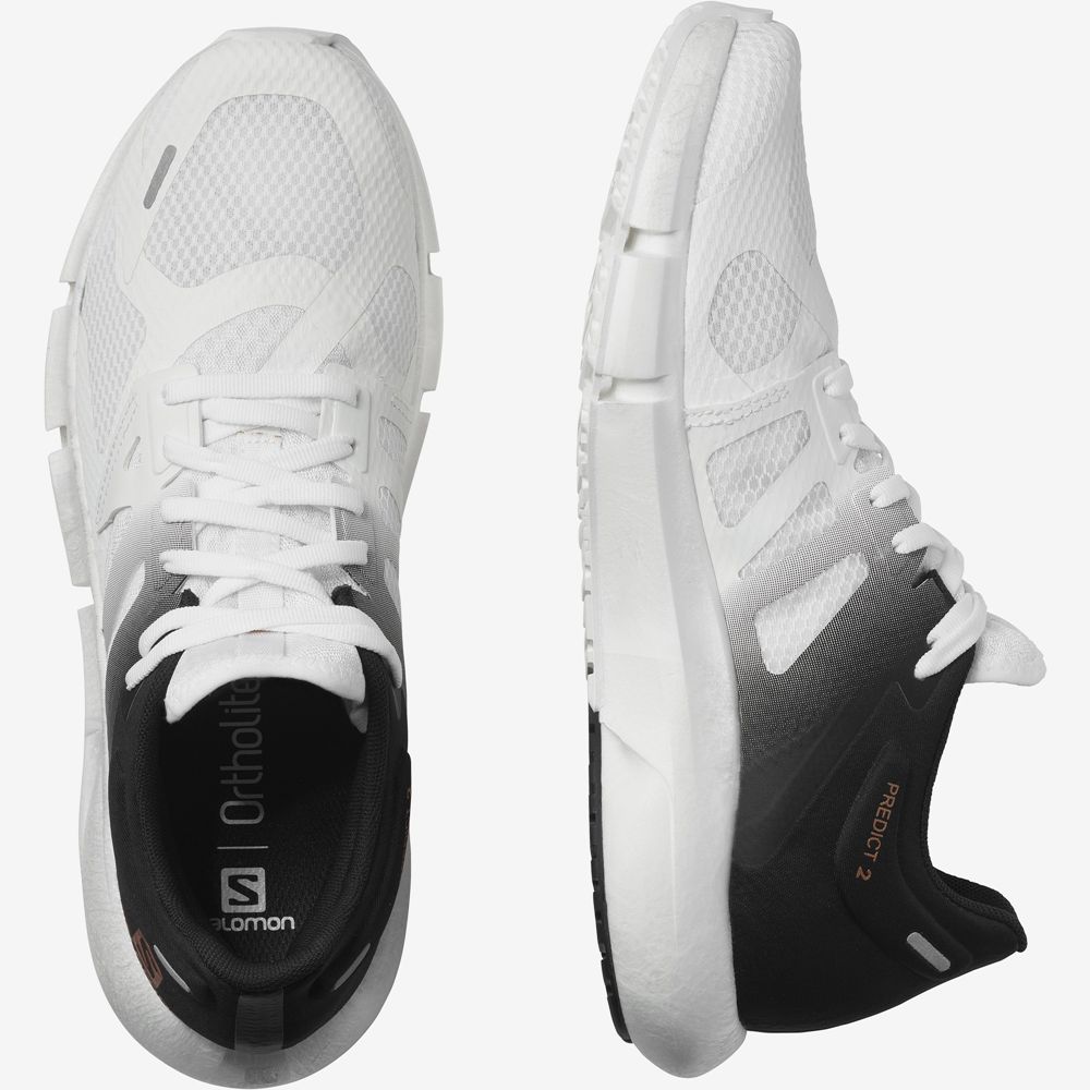 Men's Salomon PREDICT 2 Running Shoes White / Black | VNKQBU-392