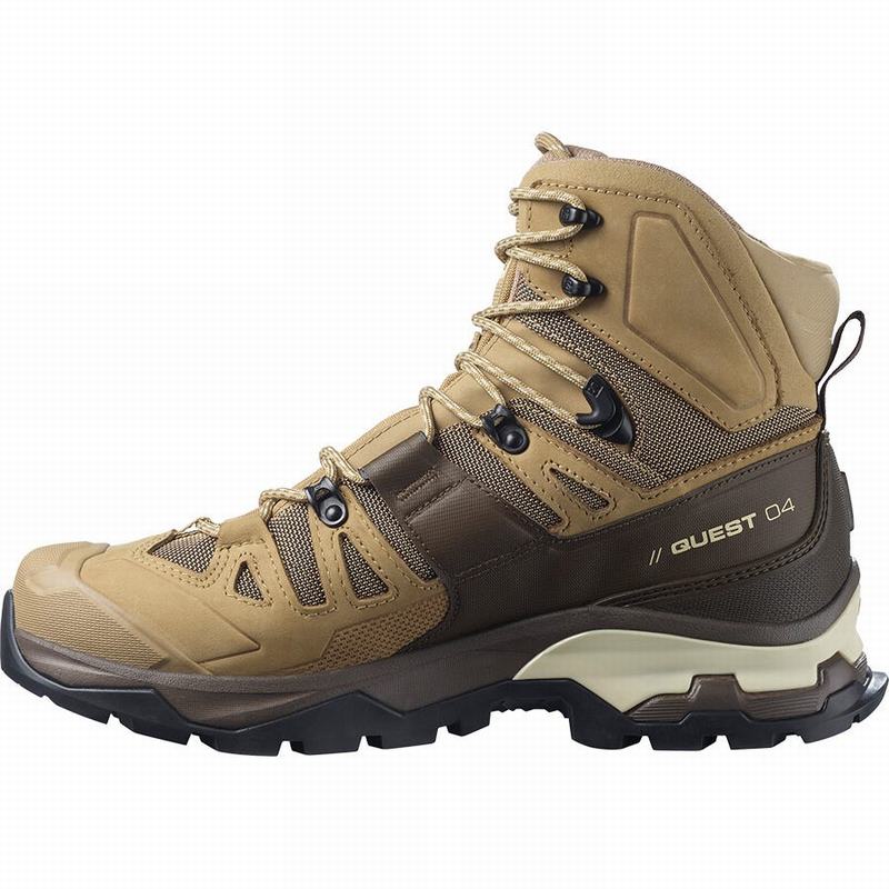 Men's Salomon QUEST 4 GORE-TEX Hiking Boots Brown | LICJVP-063