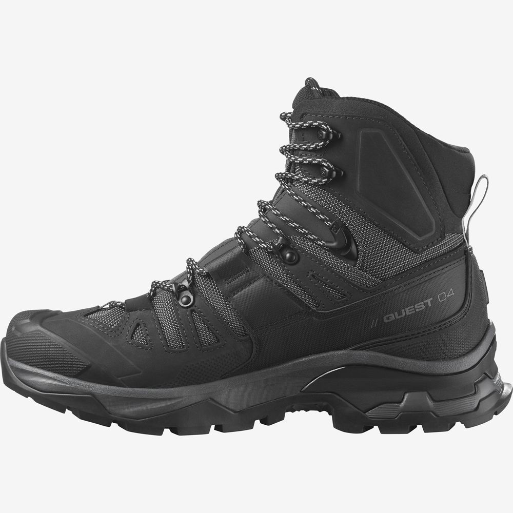 Men's Salomon QUEST 4 GORE-TEX Hiking Boots Black | TCXZFE-284