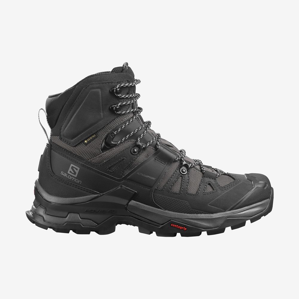 Men\'s Salomon QUEST 4 GORE-TEX Hiking Boots Black | TCXZFE-284