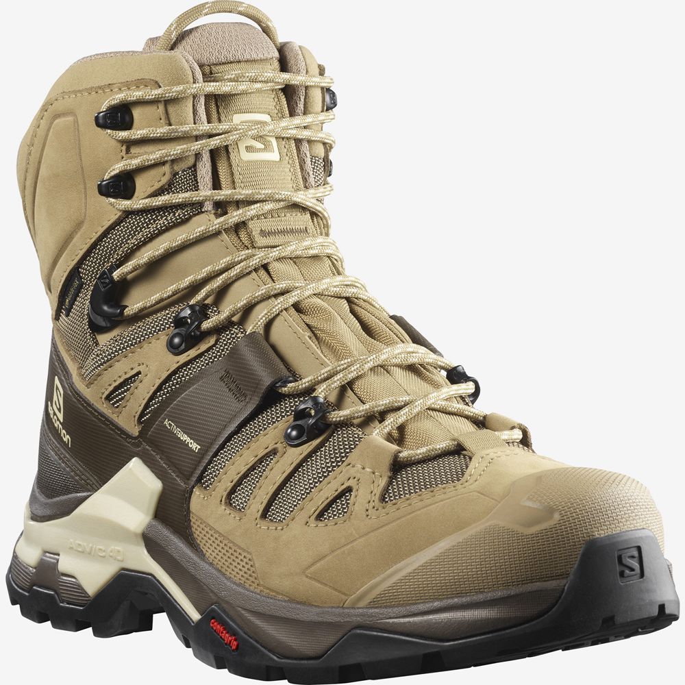 Men's Salomon QUEST 4 GORE-TEX Hiking Boots Khaki | TNVHKW-539