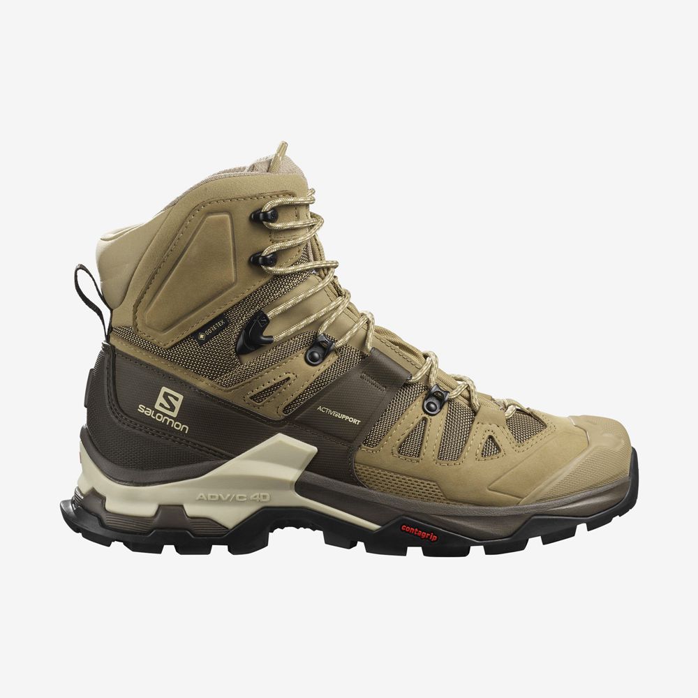 Men\'s Salomon QUEST 4 GORE-TEX Hiking Boots Khaki | TNVHKW-539