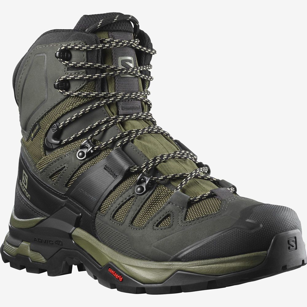 Men's Salomon QUEST 4 GORE-TEX Hiking Boots Olive | VYZIFU-629