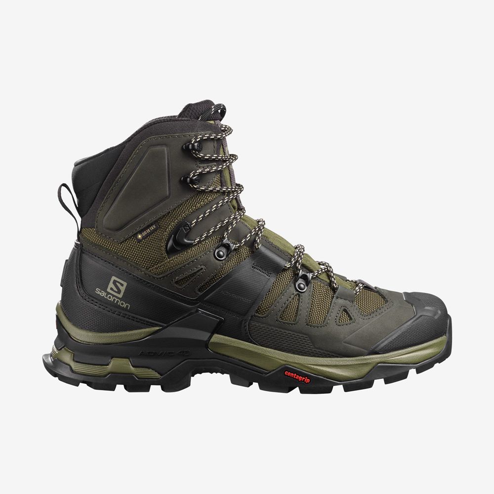 Men\'s Salomon QUEST 4 GORE-TEX Hiking Boots Olive | VYZIFU-629