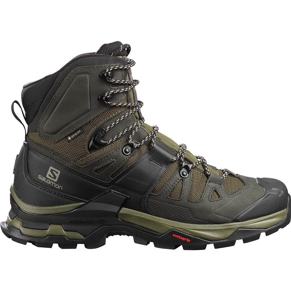 Men's Salomon QUEST 4 GORE-TEX Hiking Boots Olive | WJXLMN-065