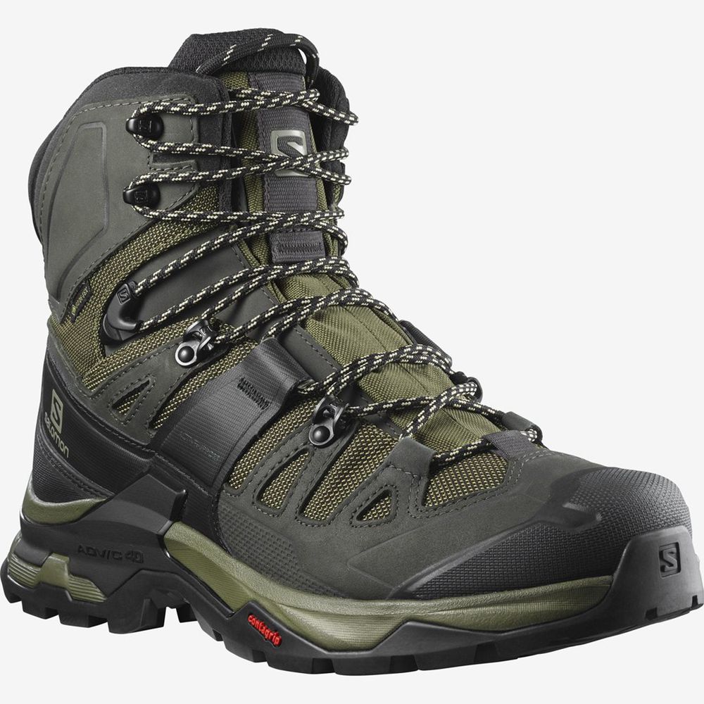 Men's Salomon QUEST 4 GTX Hiking Shoes Olive | EFINSO-765