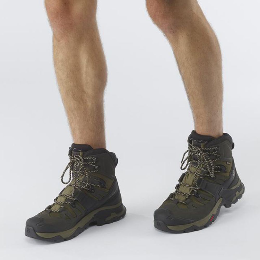 Men's Salomon QUEST 4 GTX Hiking Shoes Olive | EFINSO-765