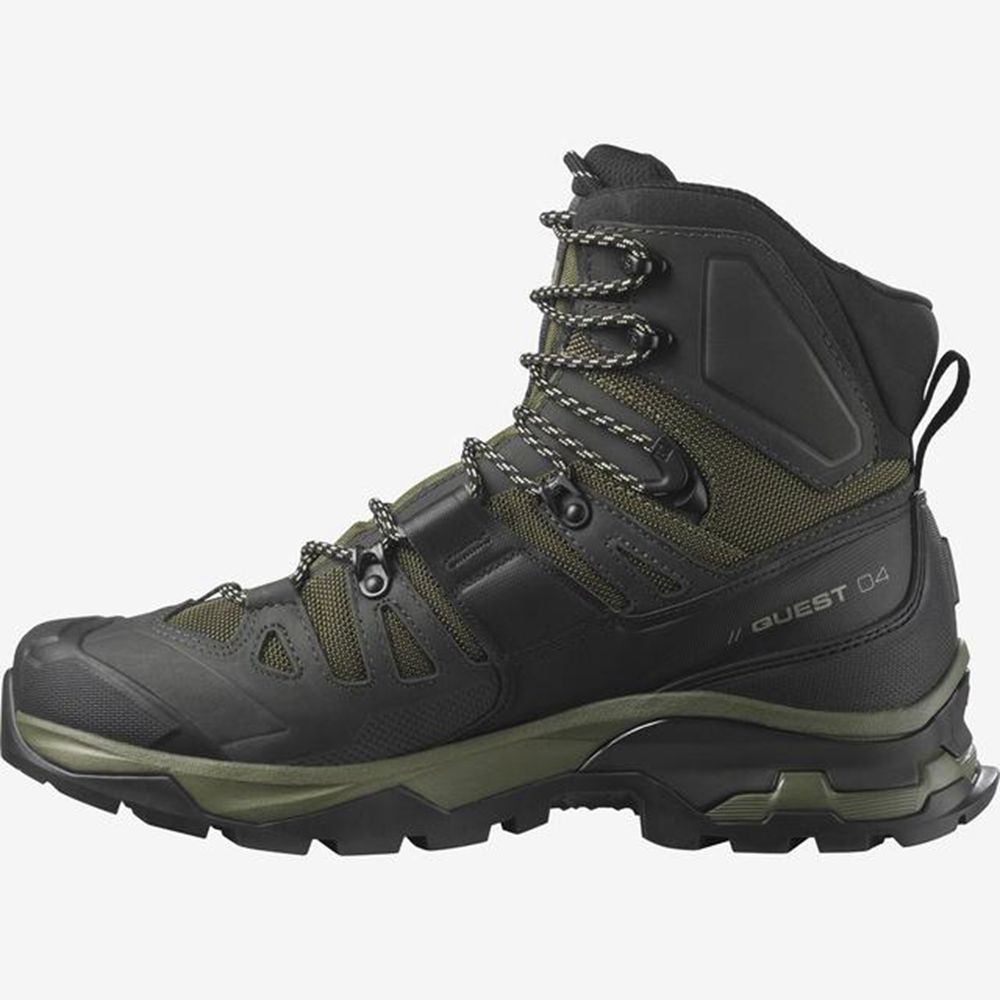 Men's Salomon QUEST 4 GTX Hiking Shoes Olive | EFINSO-765