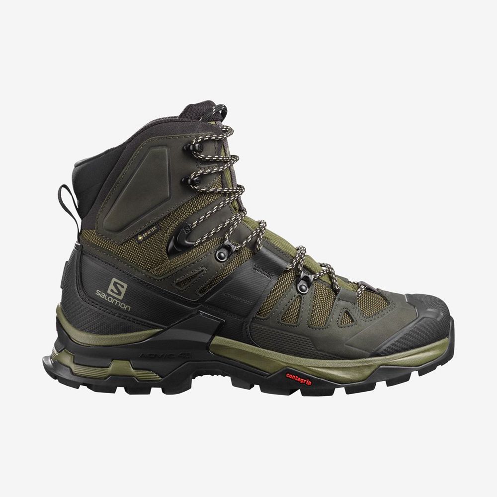 Men\'s Salomon QUEST 4 GTX Hiking Shoes Olive | EFINSO-765