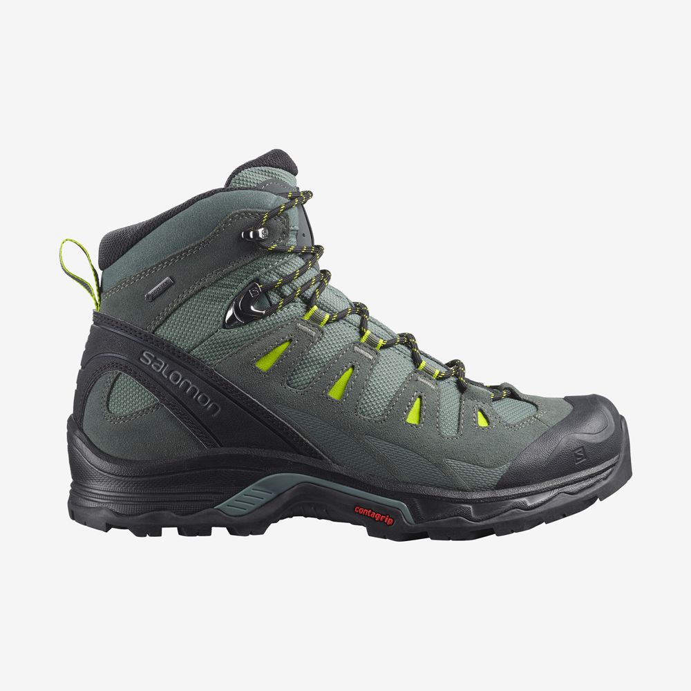 Men\'s Salomon QUEST PRIME GTX Hiking Boots Green | XSUAMJ-895