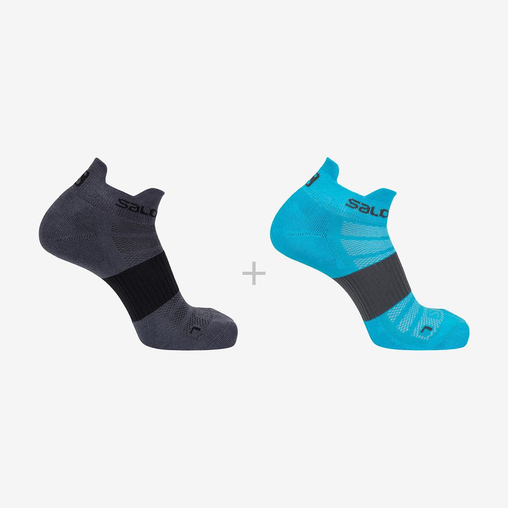 Men\'s Salomon SENSE 2-PACK Socks Grey | YXKHVP-364