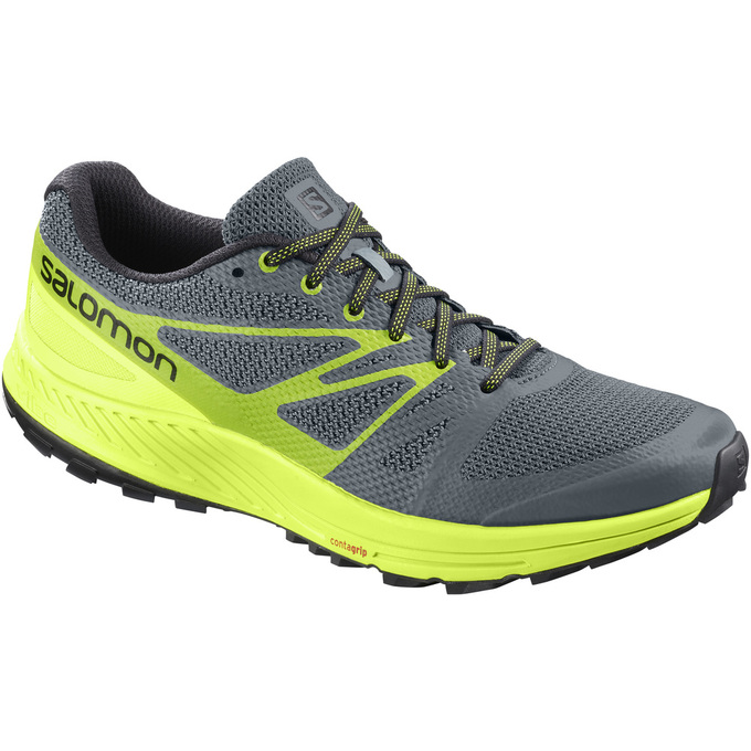 Men\'s Salomon SENSE ESE Trail Running Shoes Grey / Yellow | UEWBON-512
