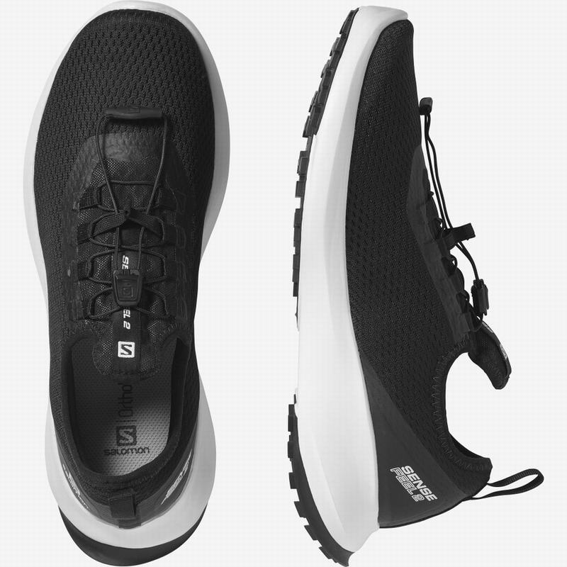 Men's Salomon SENSE FEEL 2 Trail Running Shoes Black / White | ANCWVS-976