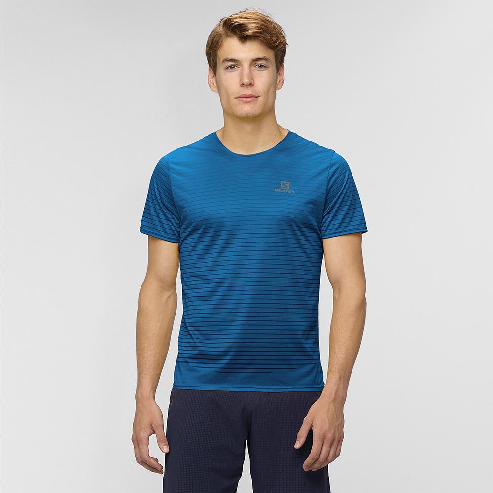 Men's Salomon SENSE M T Shirts Blue | KHZSBC-864