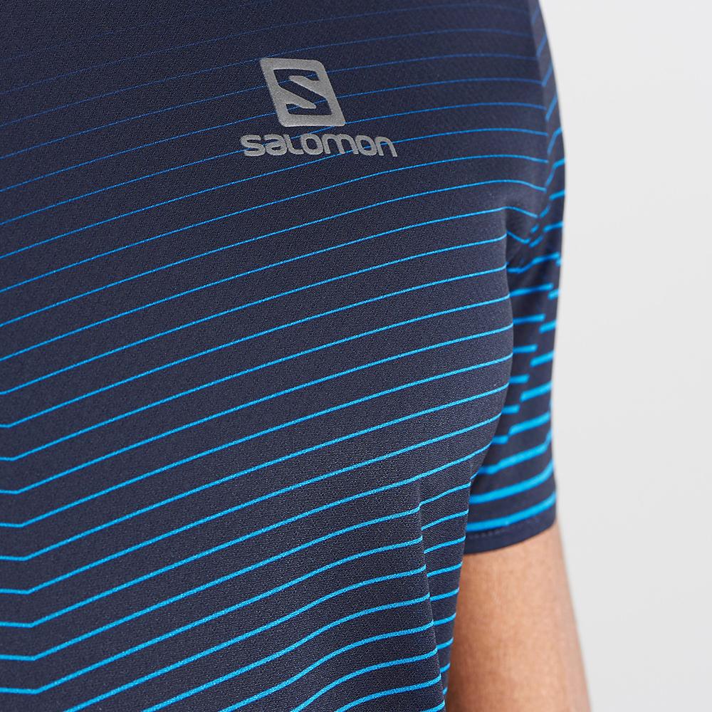 Men's Salomon SENSE M T Shirts Navy | HMGIXF-380