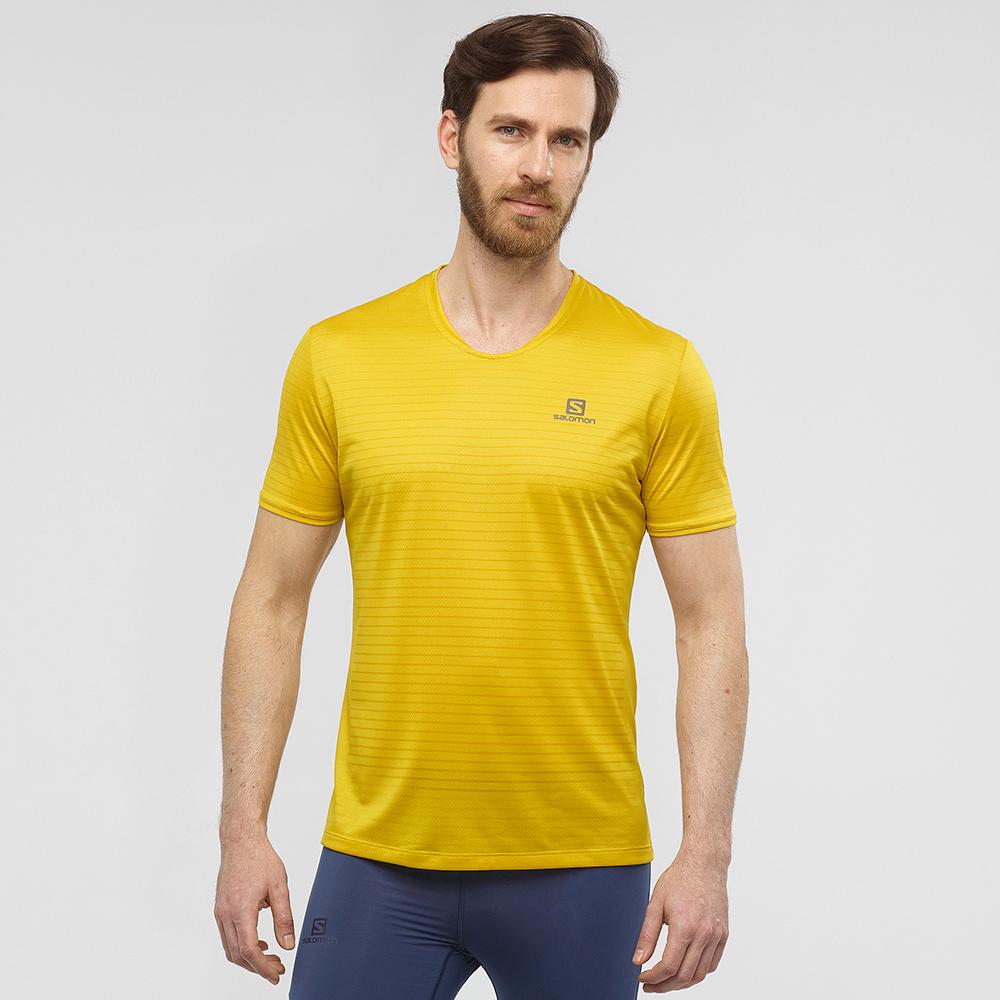 Men's Salomon SENSE M T Shirts Yellow | XVNHOC-794