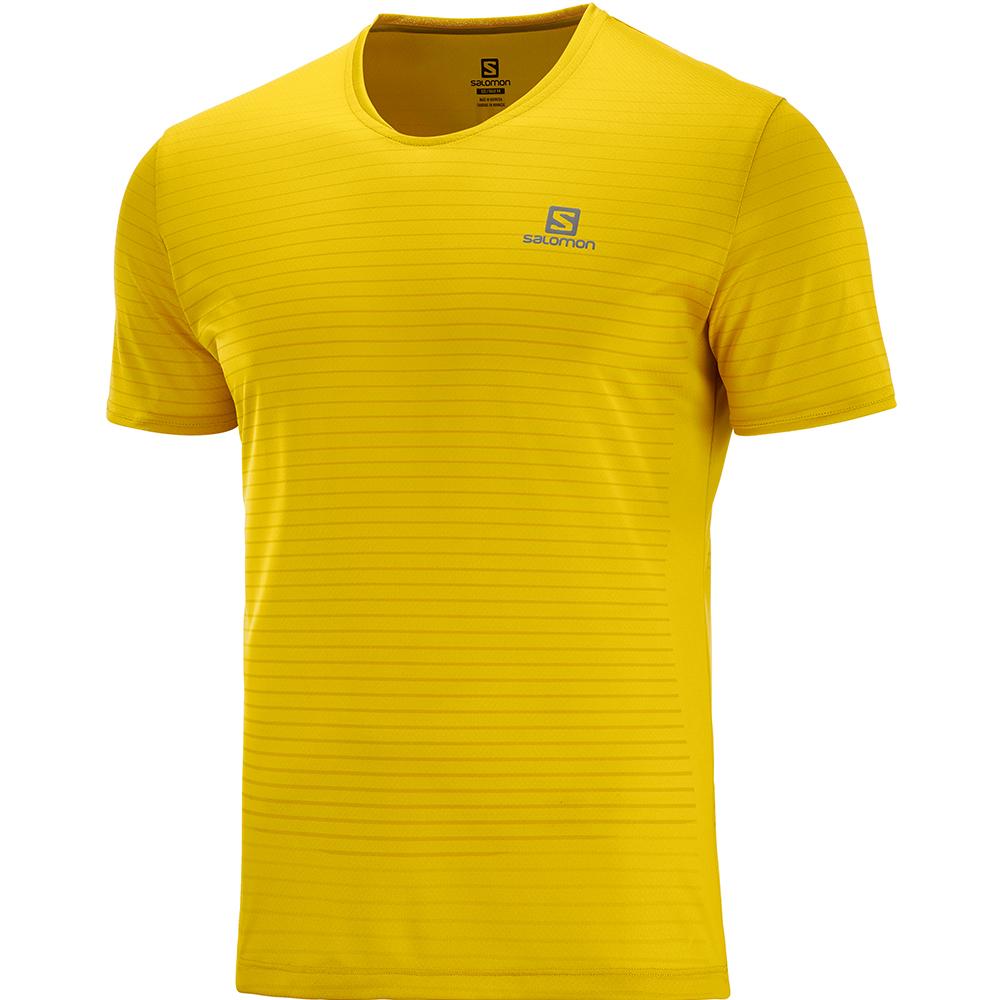 Men\'s Salomon SENSE M T Shirts Yellow | XVNHOC-794