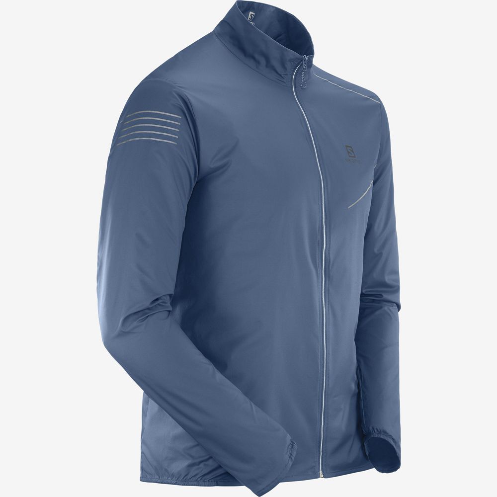 Men's Salomon SENSE M Wind Breakers Dark Denim | ONGCYT-072