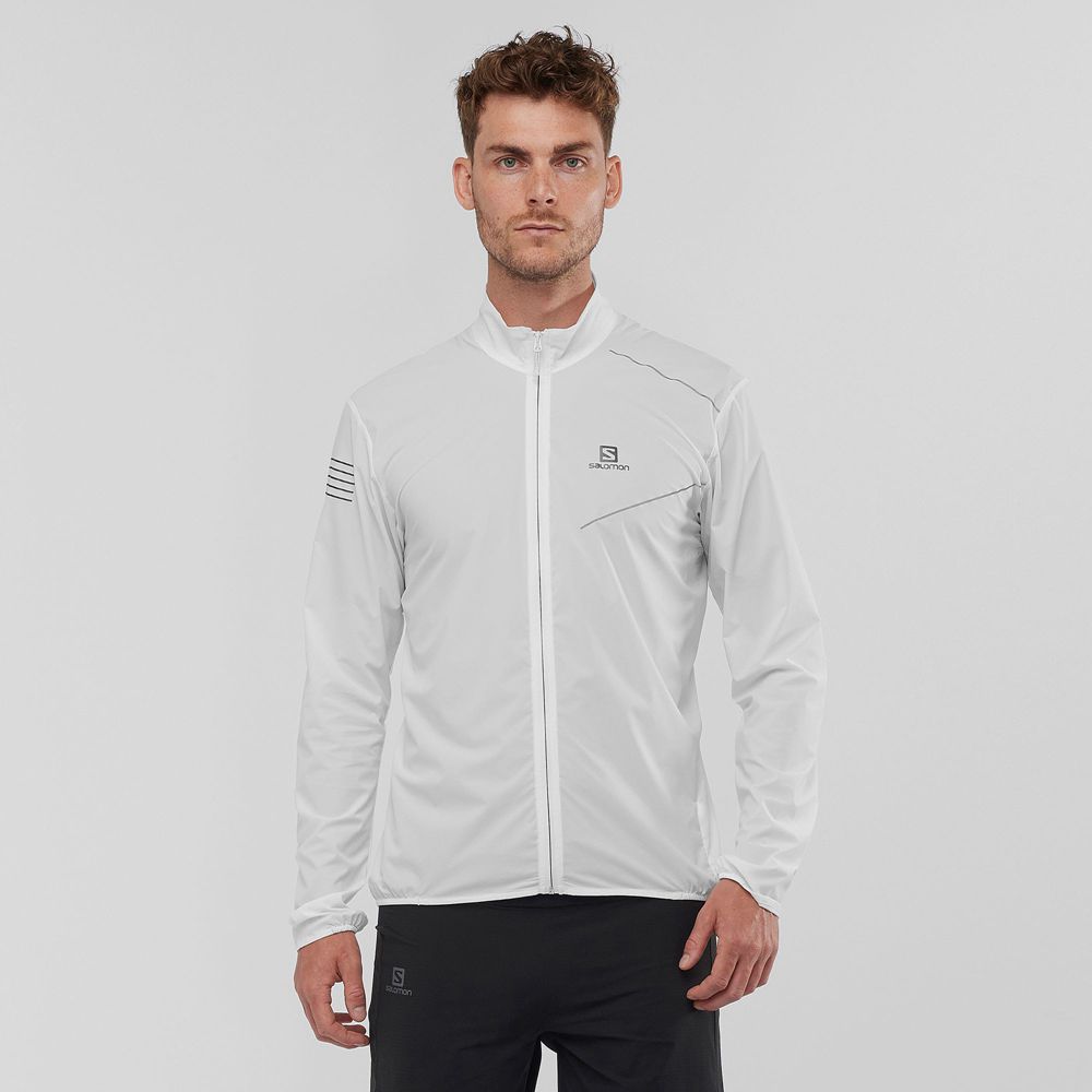 Men\'s Salomon SENSE M Wind Breakers White | ZCOUQY-842