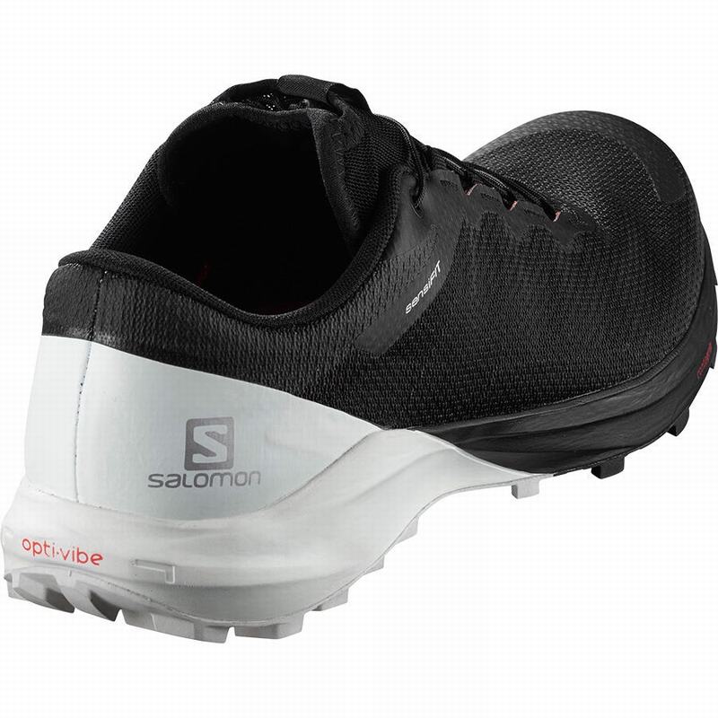 Men's Salomon SENSE PRO 4 Trail Running Shoes Black / White | XTZKHF-825