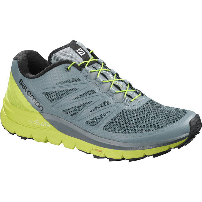 Men\'s Salomon SENSE PRO MAX Trail Running Shoes Blue / Green | DATRQP-507