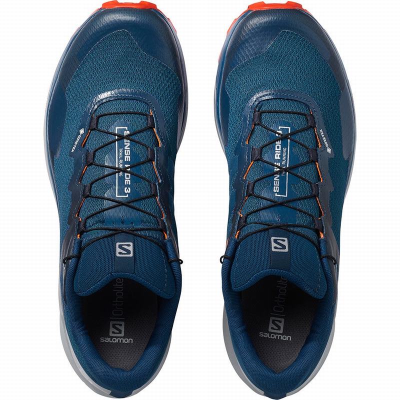 Men's Salomon SENSE RIDE 3 GTX INVIS. FIT Running Shoes Navy | HLCRSN-827