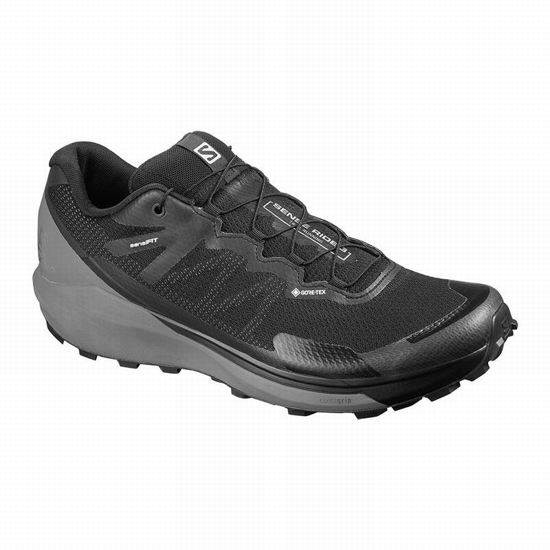 Men\'s Salomon SENSE RIDE 3 GTX INVIS. FIT Trail Running Shoes Black | IMJLKS-072