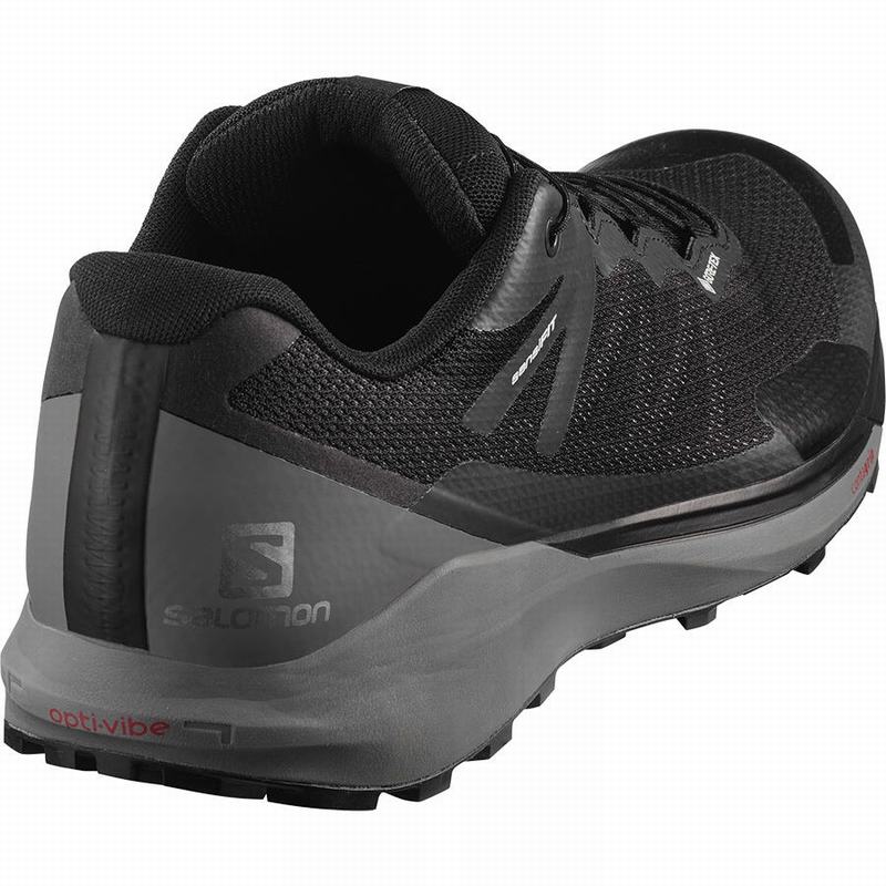 Men's Salomon SENSE RIDE 3 GTX INVIS. FIT Running Shoes Black | QRJNIE-143