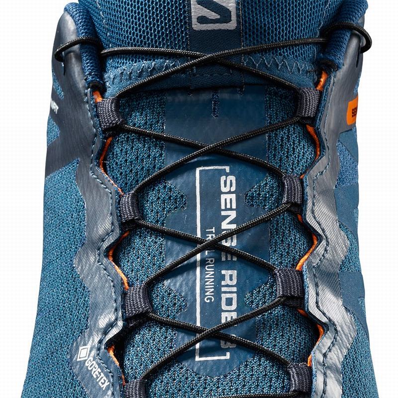 Men's Salomon SENSE RIDE 3 GTX INVIS. FIT Trail Running Shoes Navy | RASVFK-459