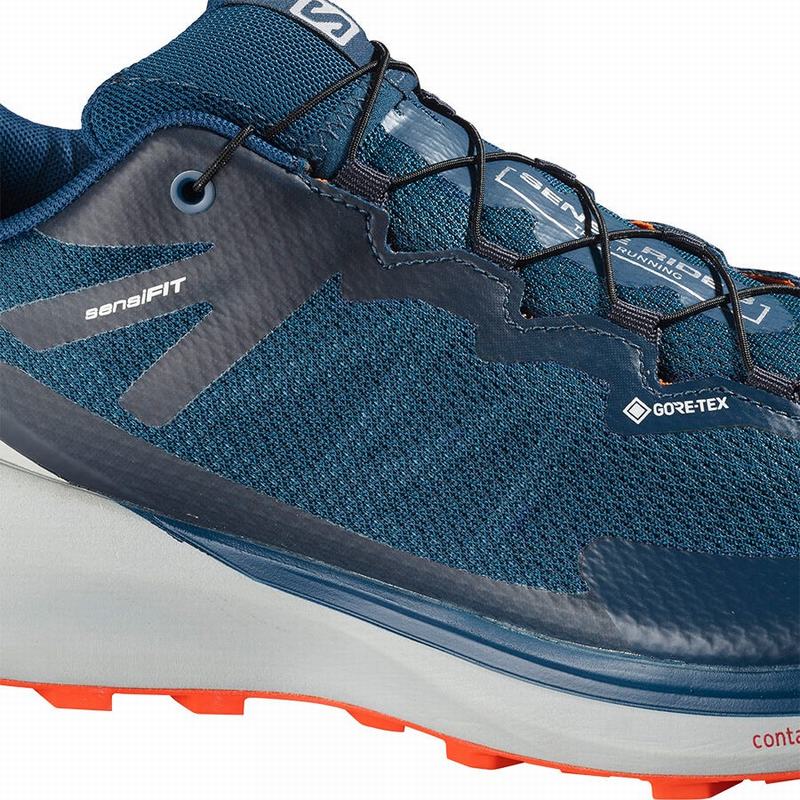 Men's Salomon SENSE RIDE 3 GTX INVIS. FIT Trail Running Shoes Navy | RASVFK-459