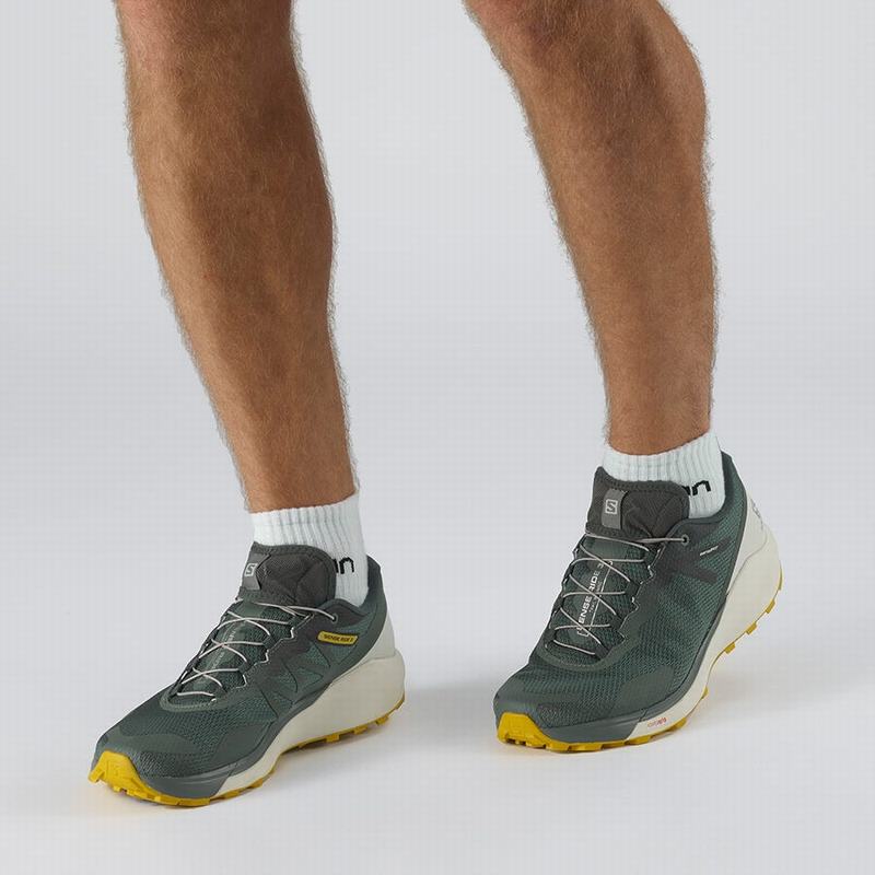 Men's Salomon SENSE RIDE 3 Trail Running Shoes Olive | VKHCNW-286