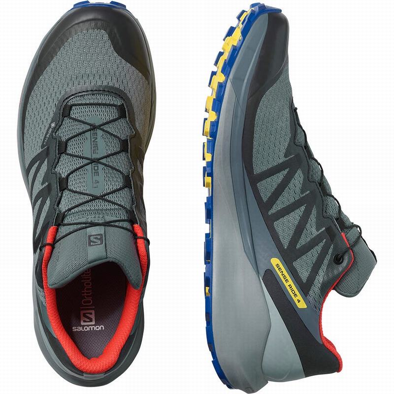 Men's Salomon SENSE RIDE 4 GORE-TEX INVISIBLE FIT Running Shoes Dark Blue / Black | GCDVJA-218