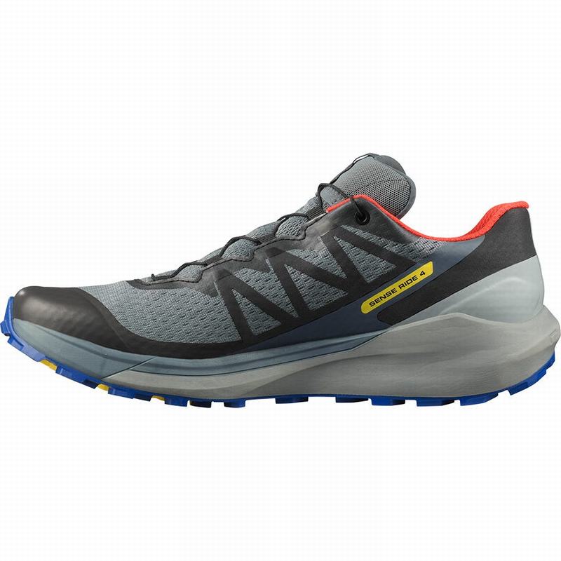 Men's Salomon SENSE RIDE 4 GORE-TEX INVISIBLE FIT Running Shoes Dark Blue / Black | GCDVJA-218