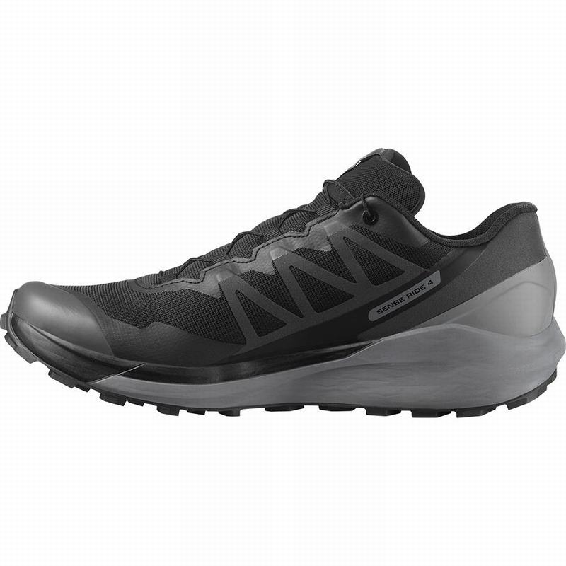 Men's Salomon SENSE RIDE 4 GORE-TEX INVISIBLE FIT Trail Running Shoes Black | KHPZUQ-709