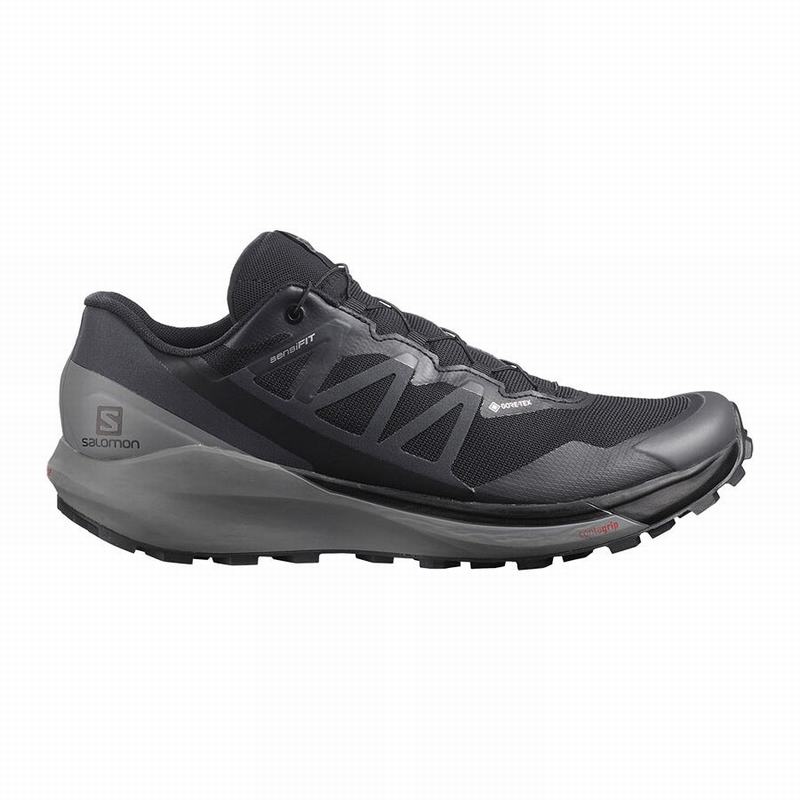 Men\'s Salomon SENSE RIDE 4 GORE-TEX INVISIBLE FIT Trail Running Shoes Black | KHPZUQ-709