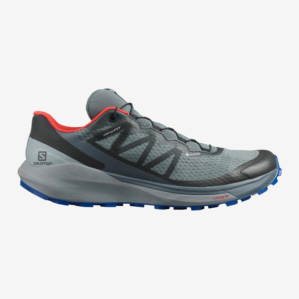 Men\'s Salomon SENSE RIDE 4 GORE-TEX INVISIBLE FIT Trail Running Shoes Olive Green | OMUHPC-259