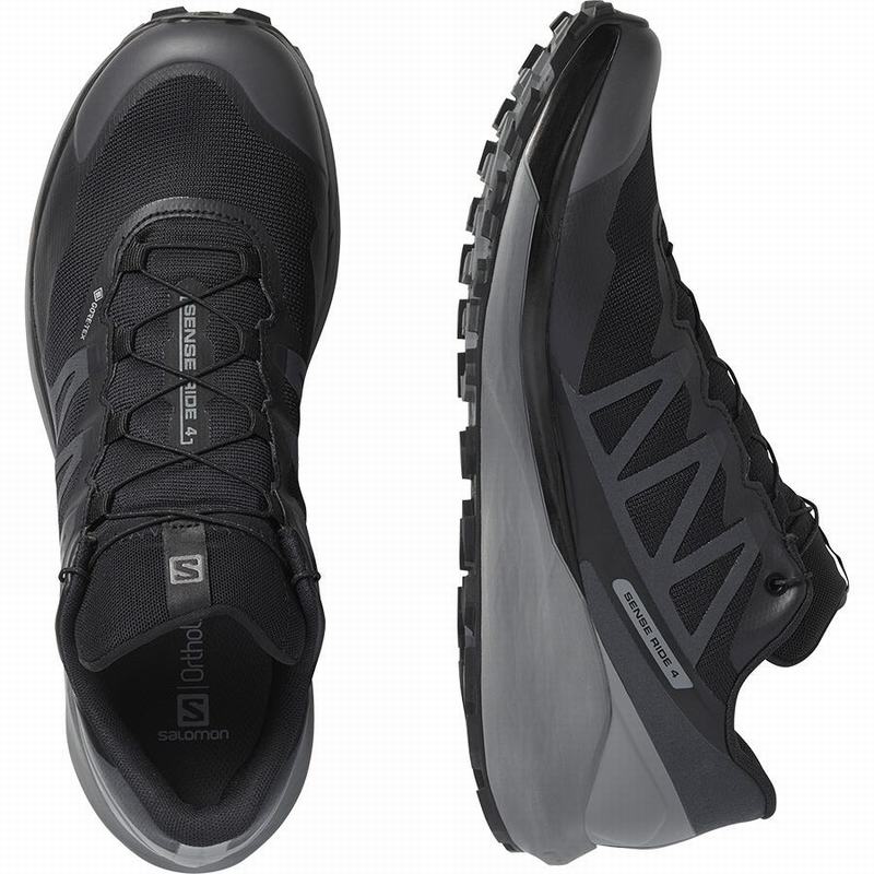 Men's Salomon SENSE RIDE 4 GORE-TEX INVISIBLE FIT Running Shoes Black | SMLGWD-702