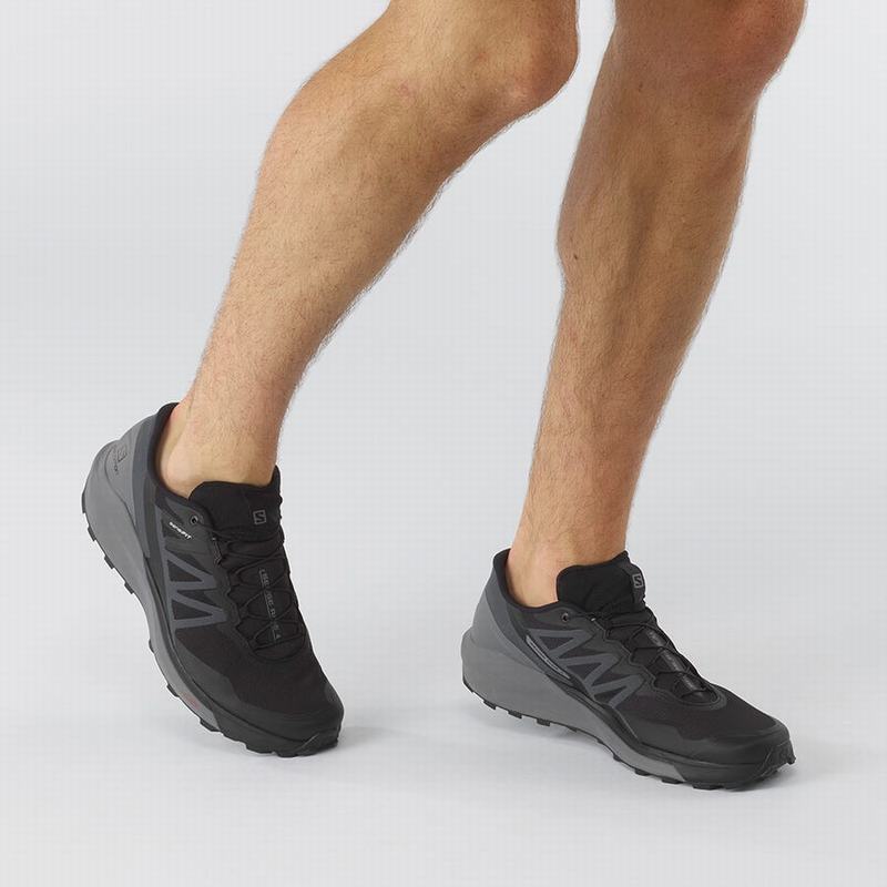 Men's Salomon SENSE RIDE 4 Trail Running Shoes Black | GKZFJQ-926