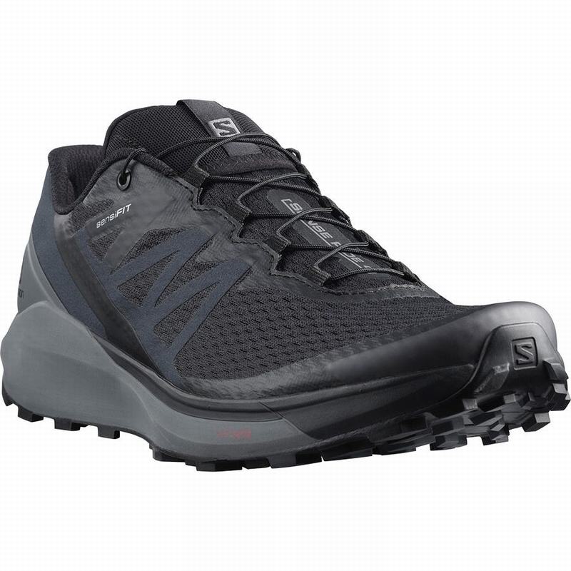 Men's Salomon SENSE RIDE 4 Trail Running Shoes Black | GKZFJQ-926