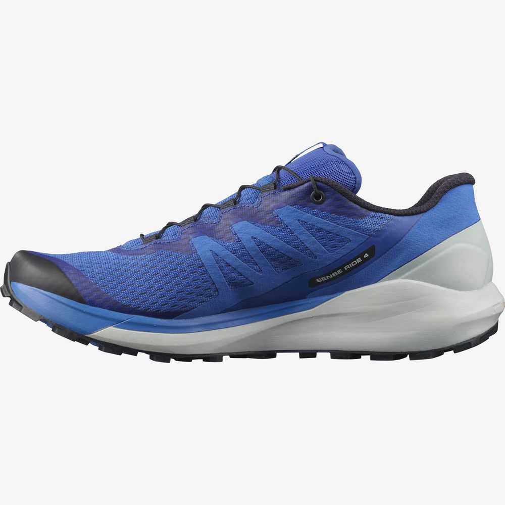 Men's Salomon SENSE RIDE 4 Trail Running Shoes Blue | LKWCDE-375
