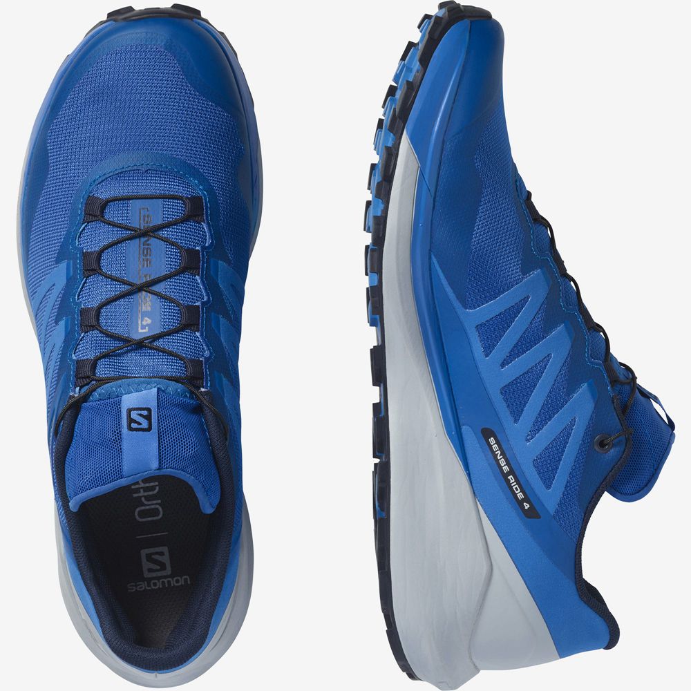 Men's Salomon SENSE RIDE 4 Trail Running Shoes Blue | LKWCDE-375